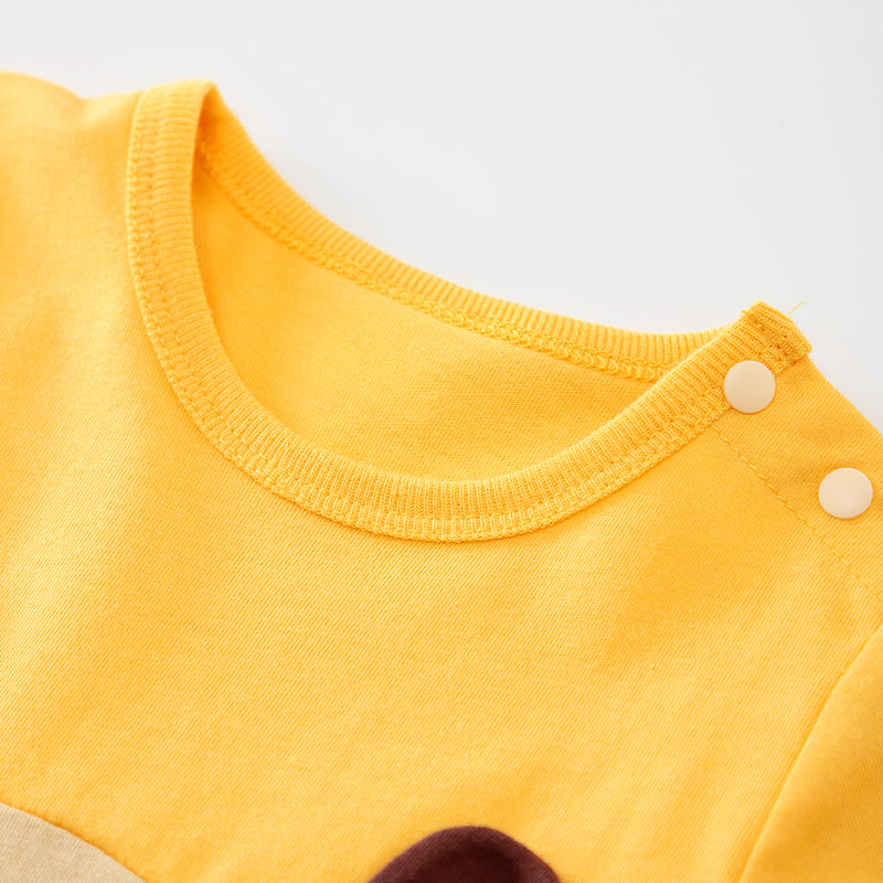 Infant Boys Yellow Printed Cotton Rompers