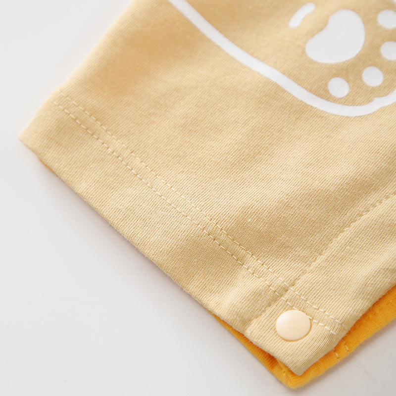 Infant Boys Yellow Printed Cotton Rompers