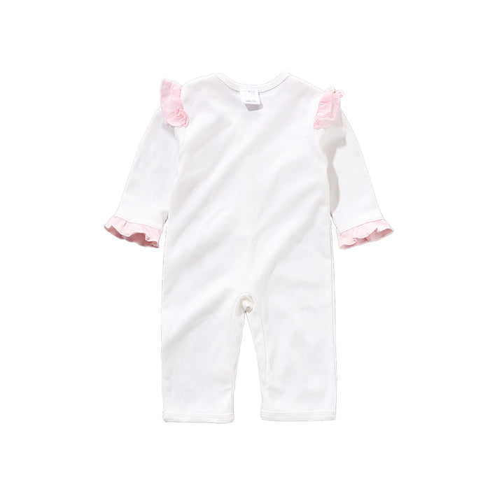 Infant Girls White Self Design Cotton Rompers