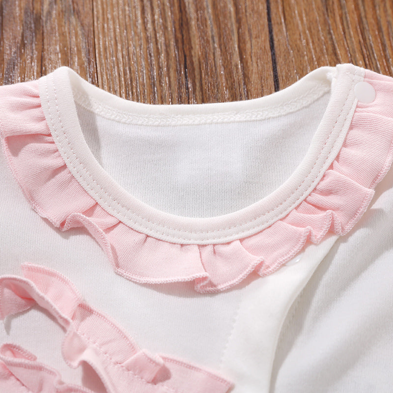 Infant Girls White Self Design Cotton Rompers