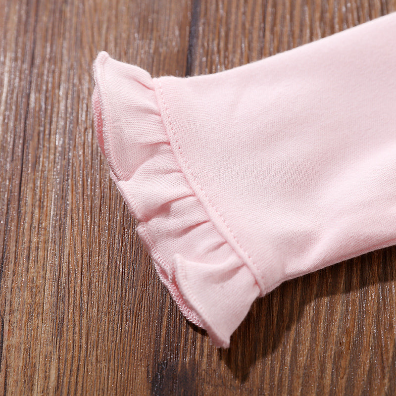 Infant Girls Pink Ruffles Detail Cotton Rompers