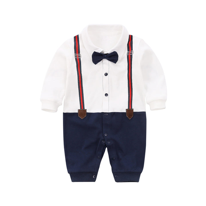 Infant Boys White Cotton Rompers