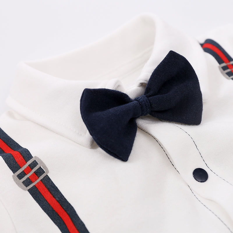 Infant Boys White Cotton Rompers