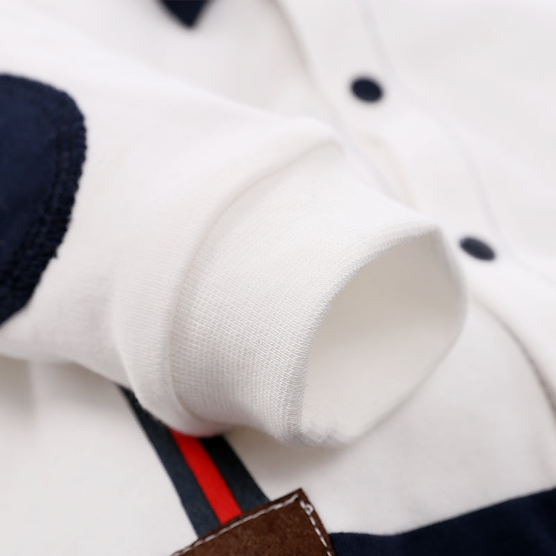 Infant Boys White Cotton Rompers