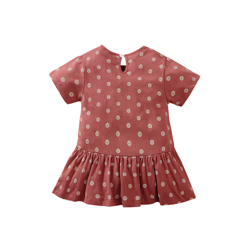 Brown Girls Graphic Printed Drop-Waist Cotton T-shirt Mini Dress