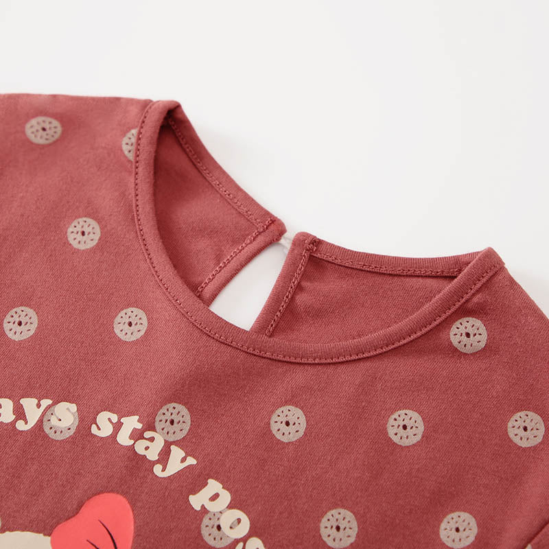 Brown Girls Graphic Printed Drop-Waist Cotton T-shirt Mini Dress