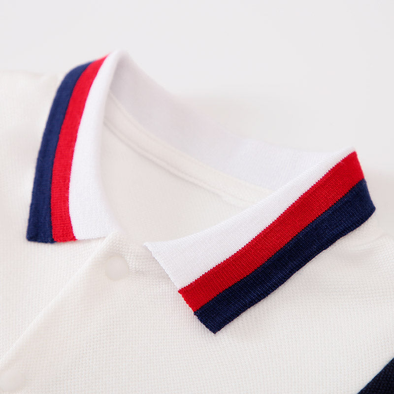 Girls White Shirt Collar Cotton T-shirt Dress