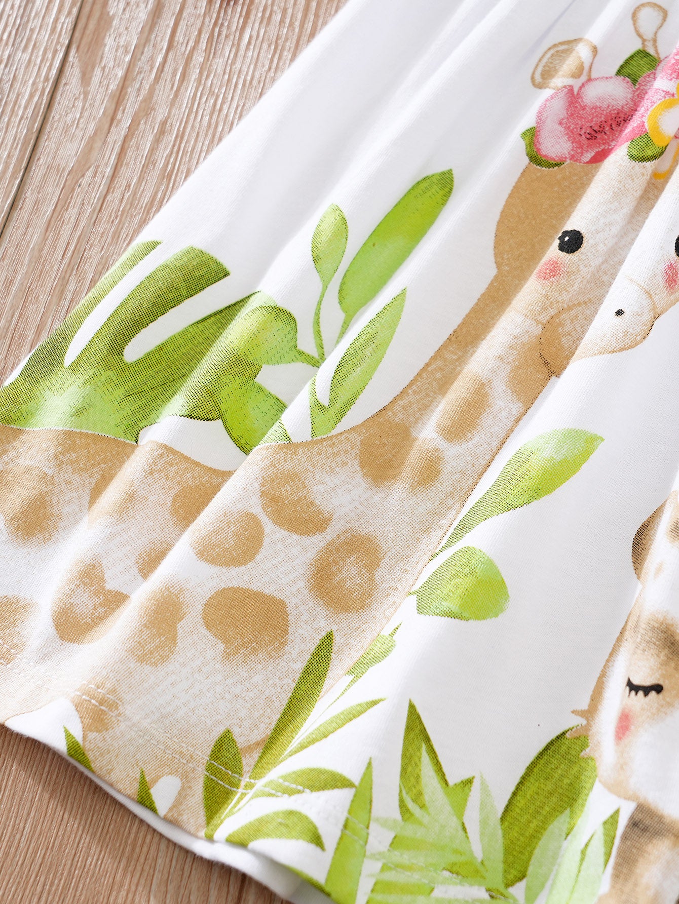 Girls White Conversational Printed Cotton Fit & Flare Dress