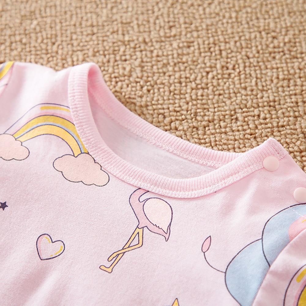 Infant Girls Printed Cotton Round Neck Full Sleeves Rompers