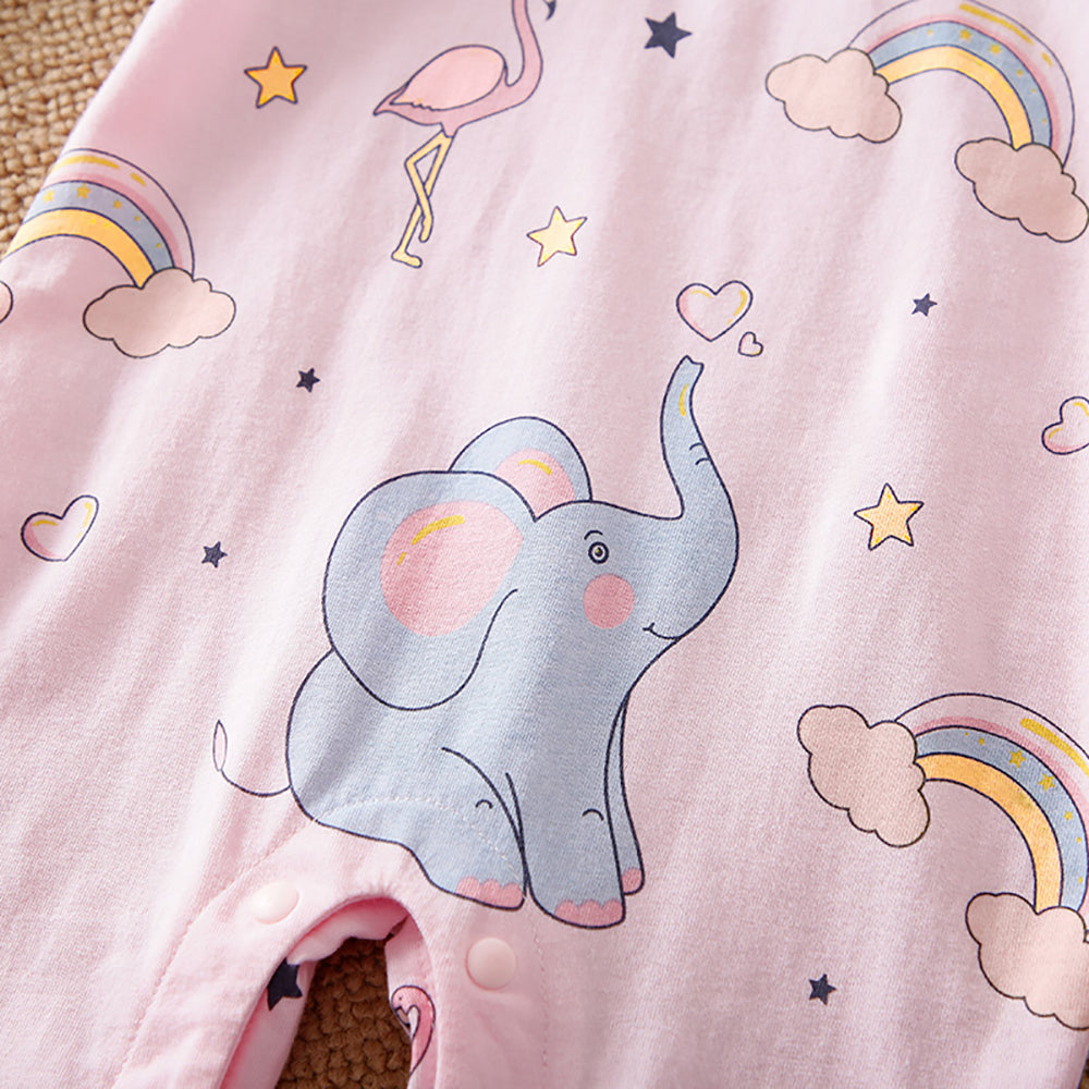 Infant Girls Printed Cotton Round Neck Full Sleeves Rompers
