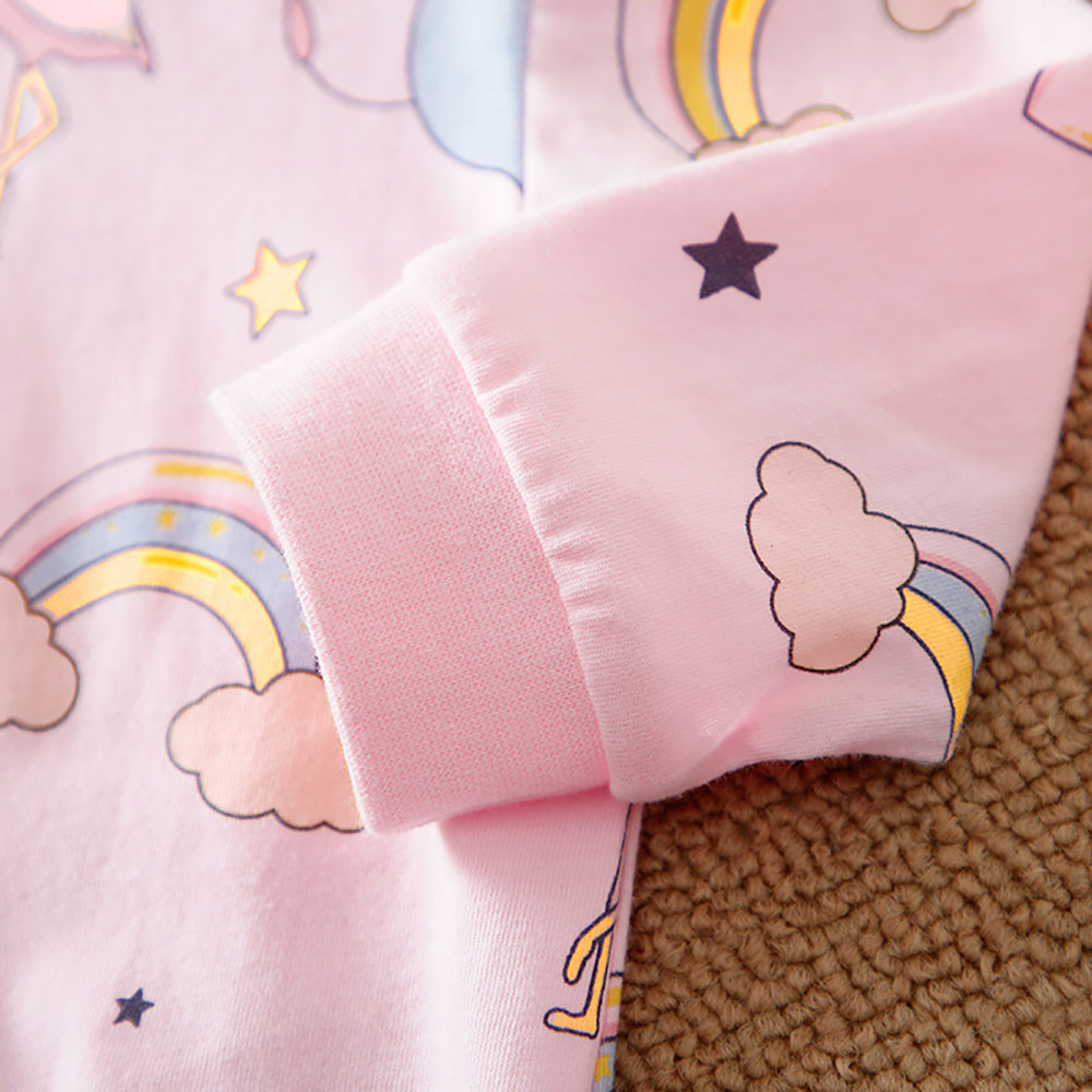 Infant Girls Printed Cotton Round Neck Full Sleeves Rompers