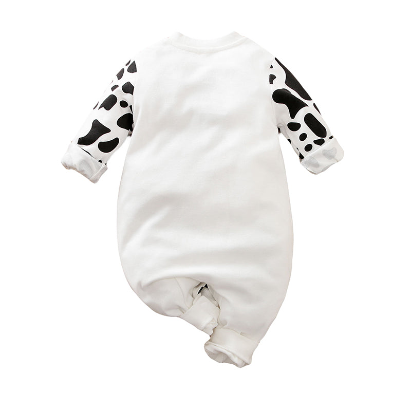 Infant White Graphic Printed Cotton Rompers