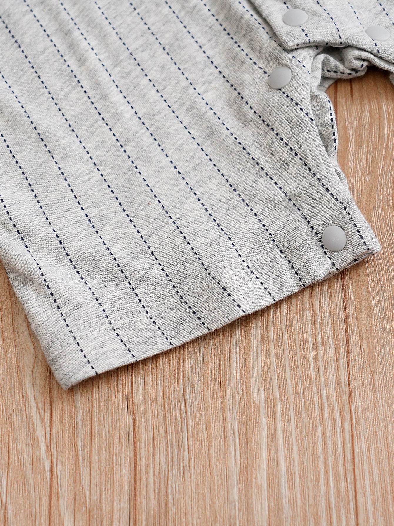 Infant Boys Grey & White Striped Cotton Rompers