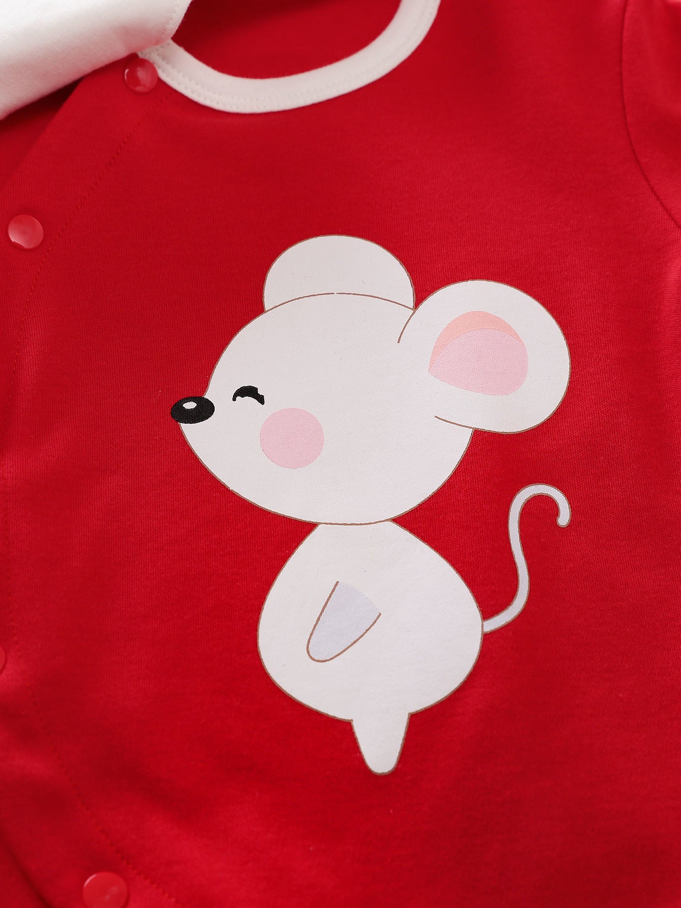 Infant Red Girls Printed Cotton Rompers