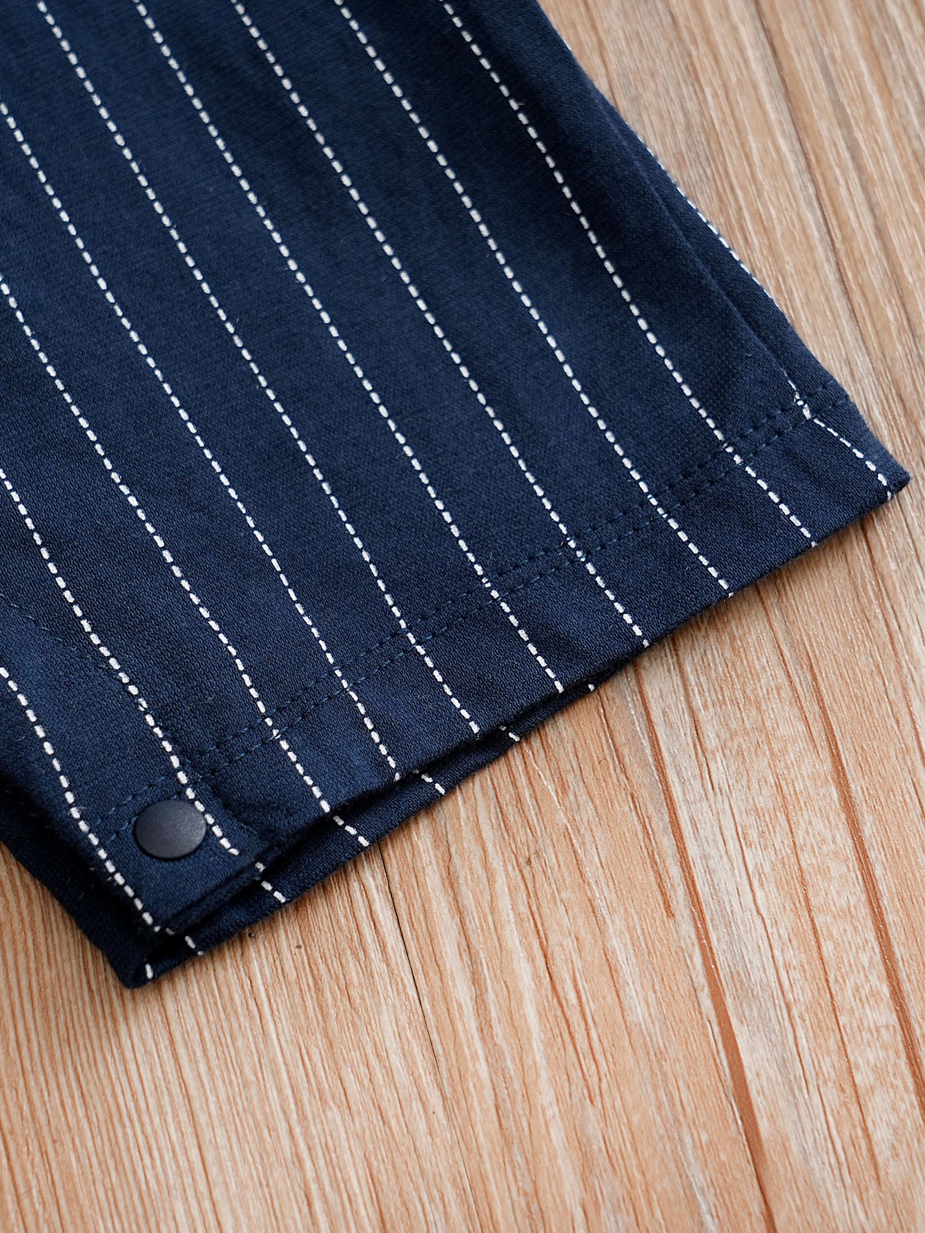 Infant Boys Navy Blue Striped Spread Collar Pure Cotton Rompers
