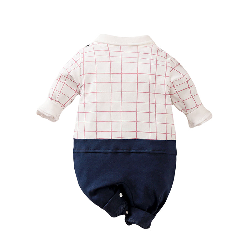 Infant Boys Checked Pure Cotton Rompers