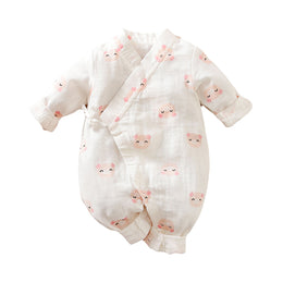 Infant Girls White Printed Pure Cotton Romper