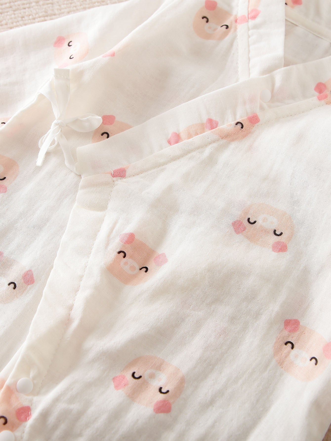 Infant Girls White Printed Pure Cotton Romper