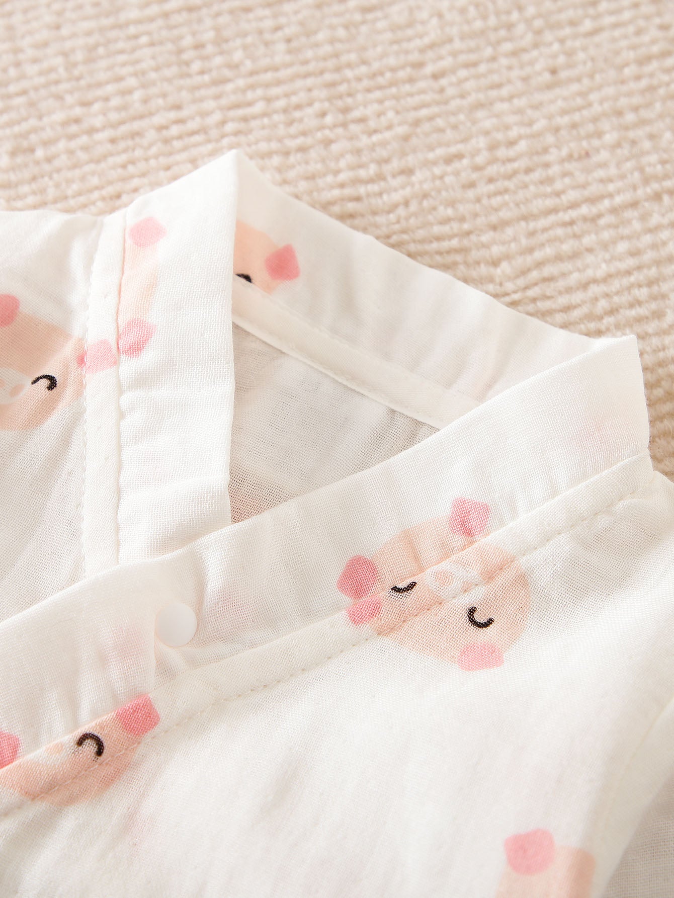 Infant Girls White Printed Pure Cotton Romper