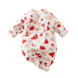 Infant Girls White Printed Pure Cotton Romper