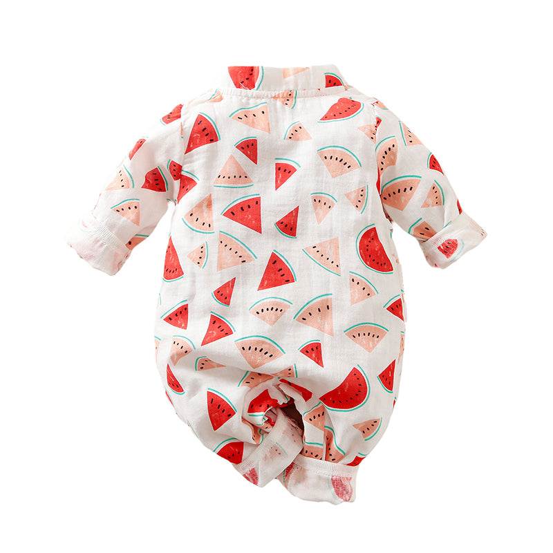 Infant Girls White Printed Pure Cotton Romper