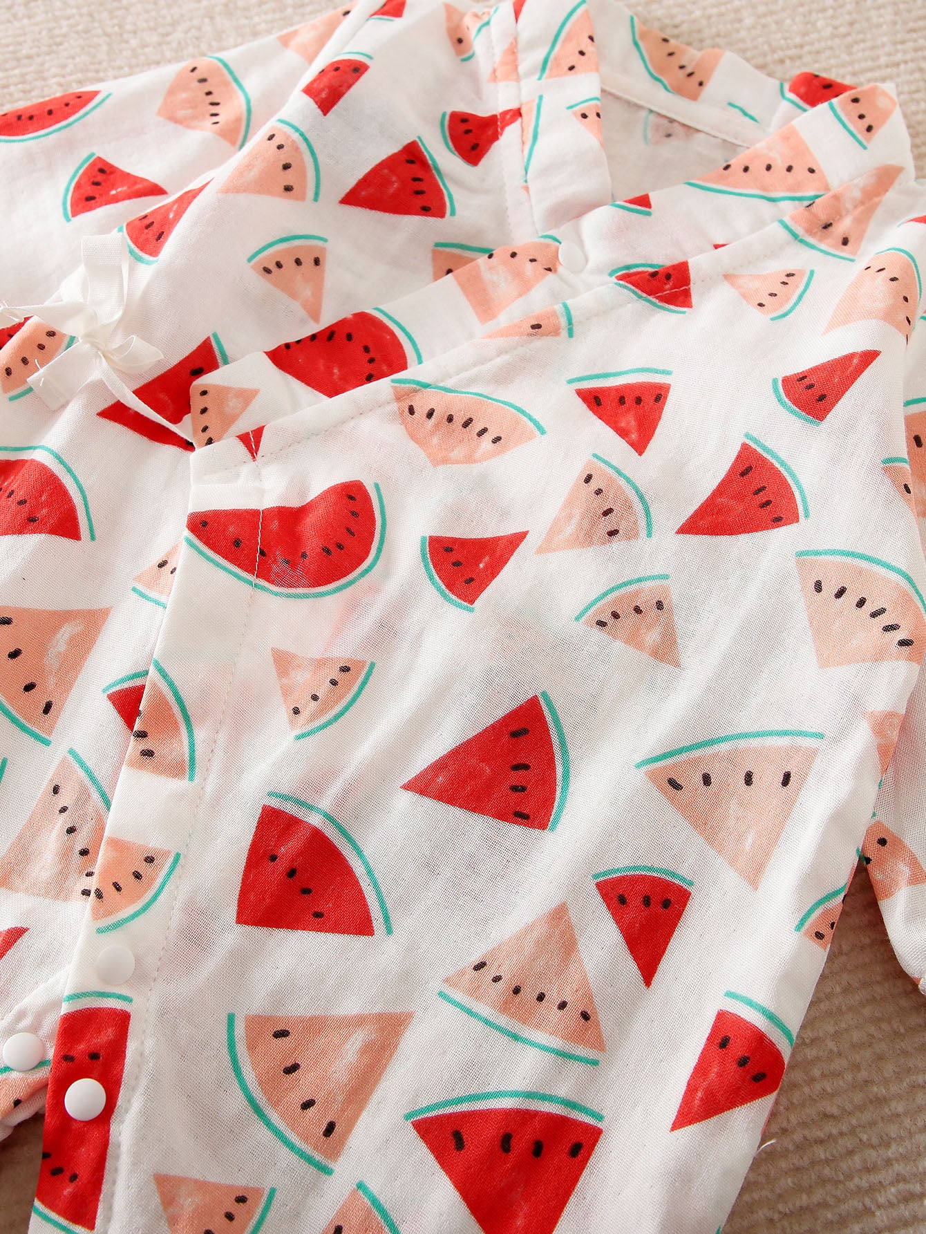 Infant Girls White Printed Pure Cotton Romper
