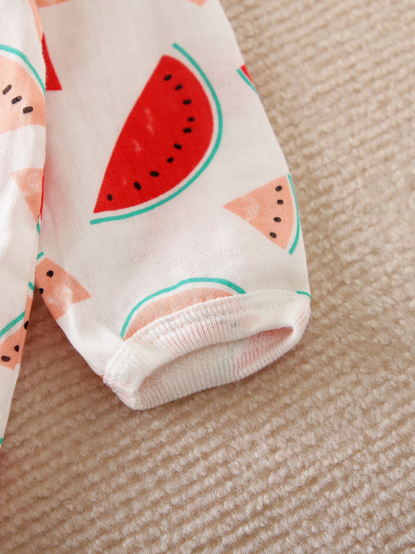 Infant Girls White Printed Pure Cotton Romper