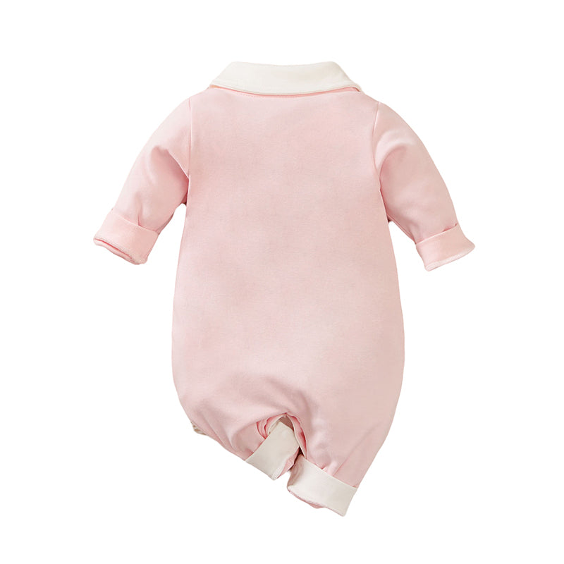 Infants Girls Pink Graphic Printed Cotton Rompers