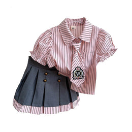 Girls Striped Top with Skirt