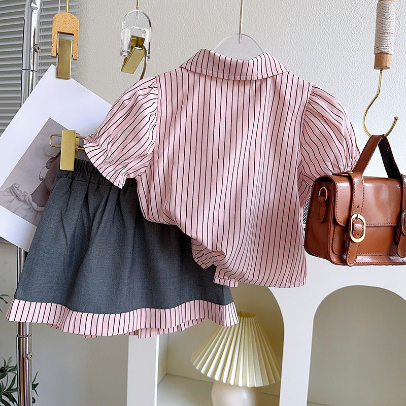 Girls Striped Top with Skirt