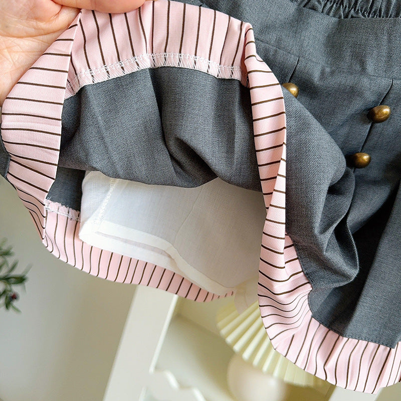 Girls Striped Top with Skirt