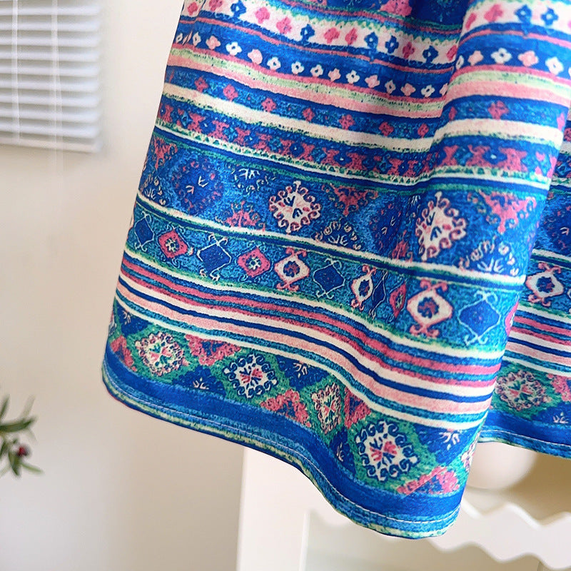 Girls Tribal Print Applique Fit & Flare Dress