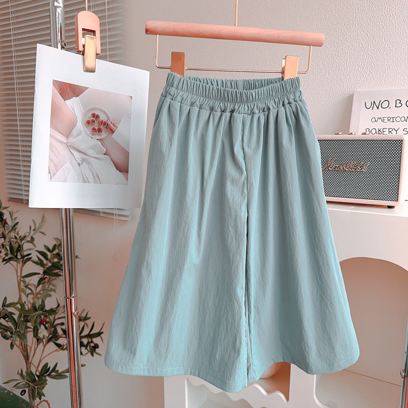 Girls Shirt Collar Organic Cotton Top With Trousers
