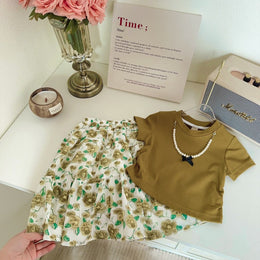 Solid Top and Skirt Set