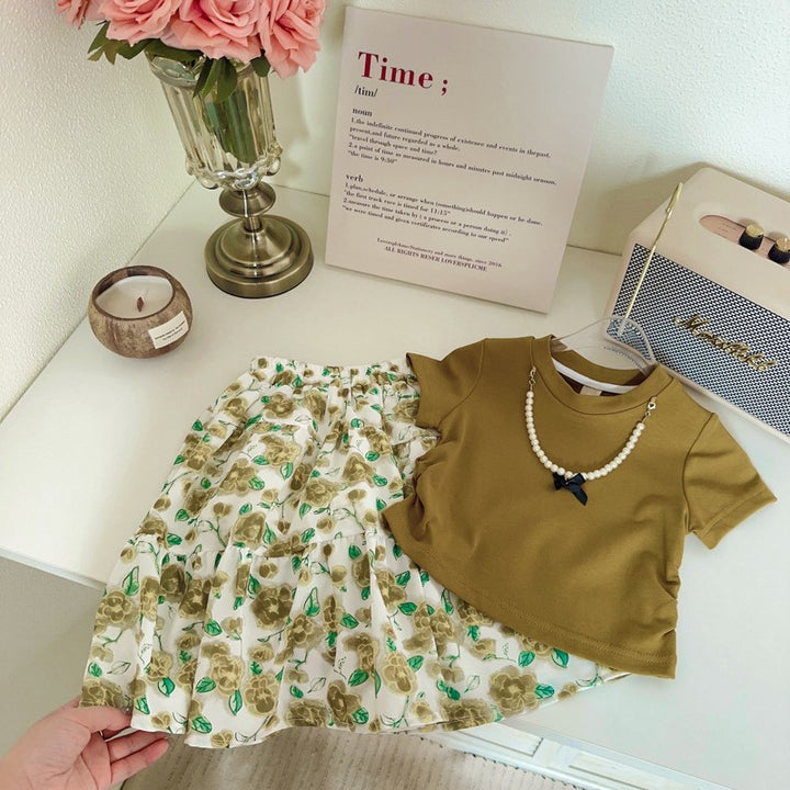 Solid Top and Skirt Set