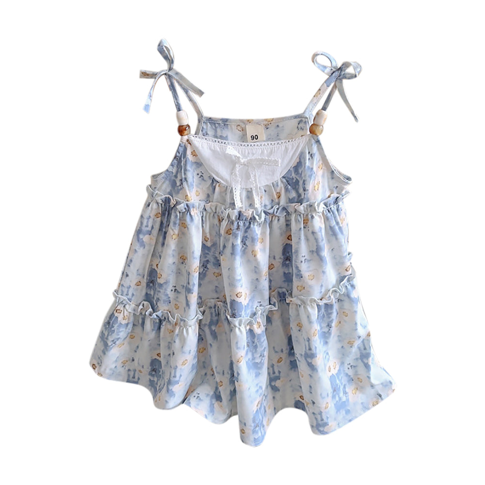 Girls Floral Printed A-Line Midi Dress