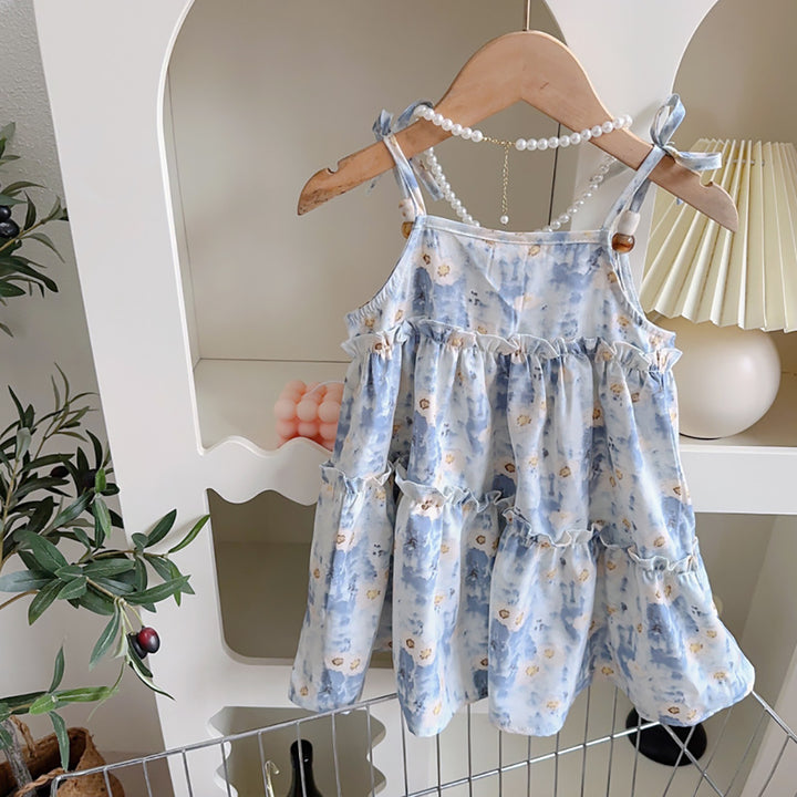 Girls Floral Printed A-Line Midi Dress