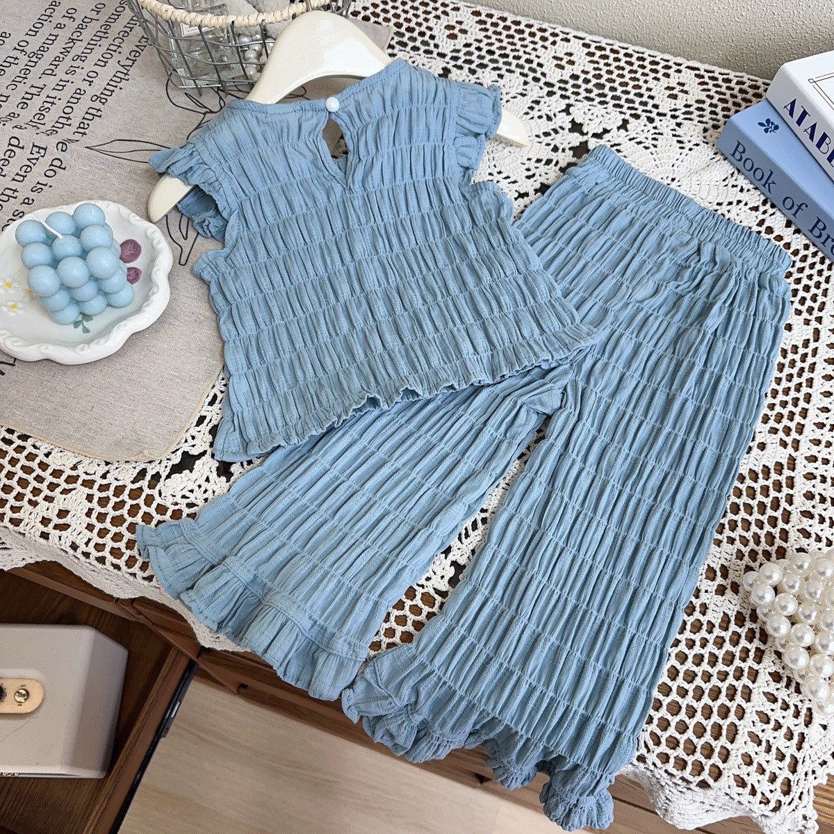Solid Top and Trousers Set