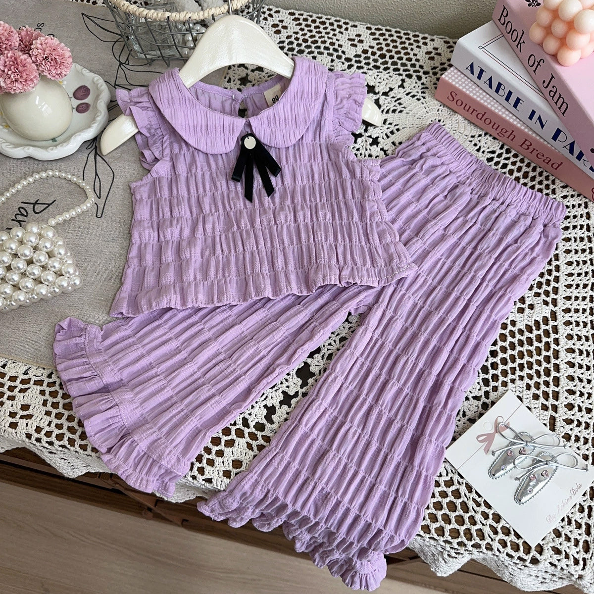 Solid Top and Trousers Set