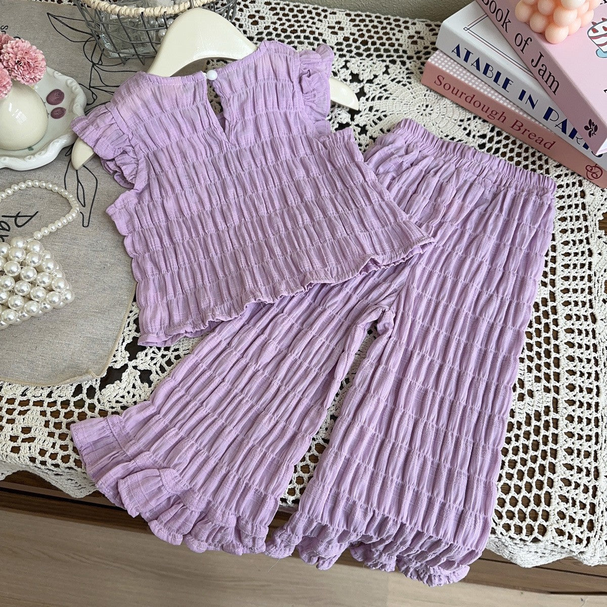 Solid Top and Trousers Set
