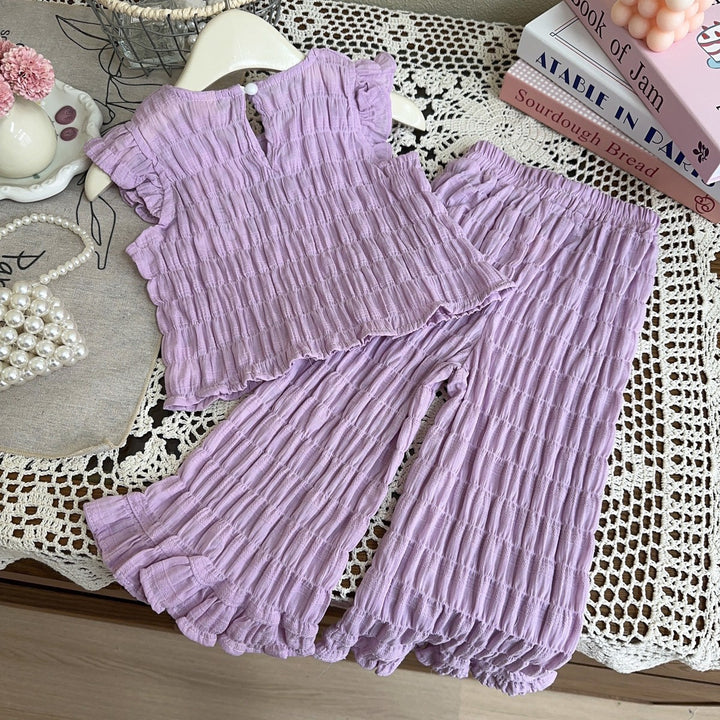 Solid Top and Trousers Set