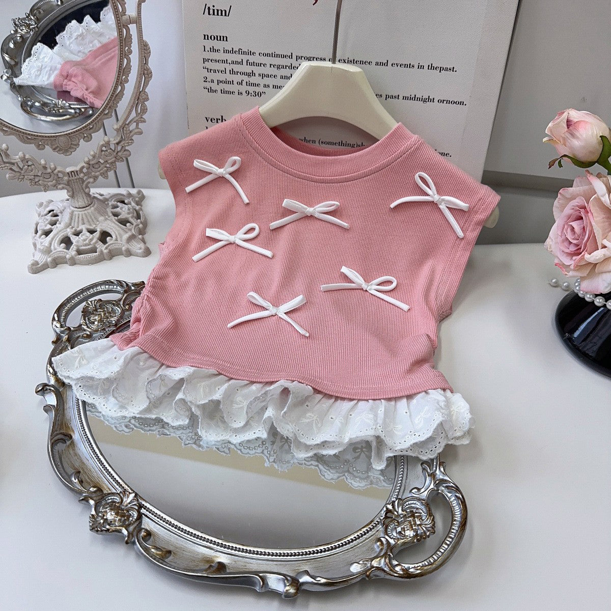 Girls Round Neck Sleeveless Top With Trousers