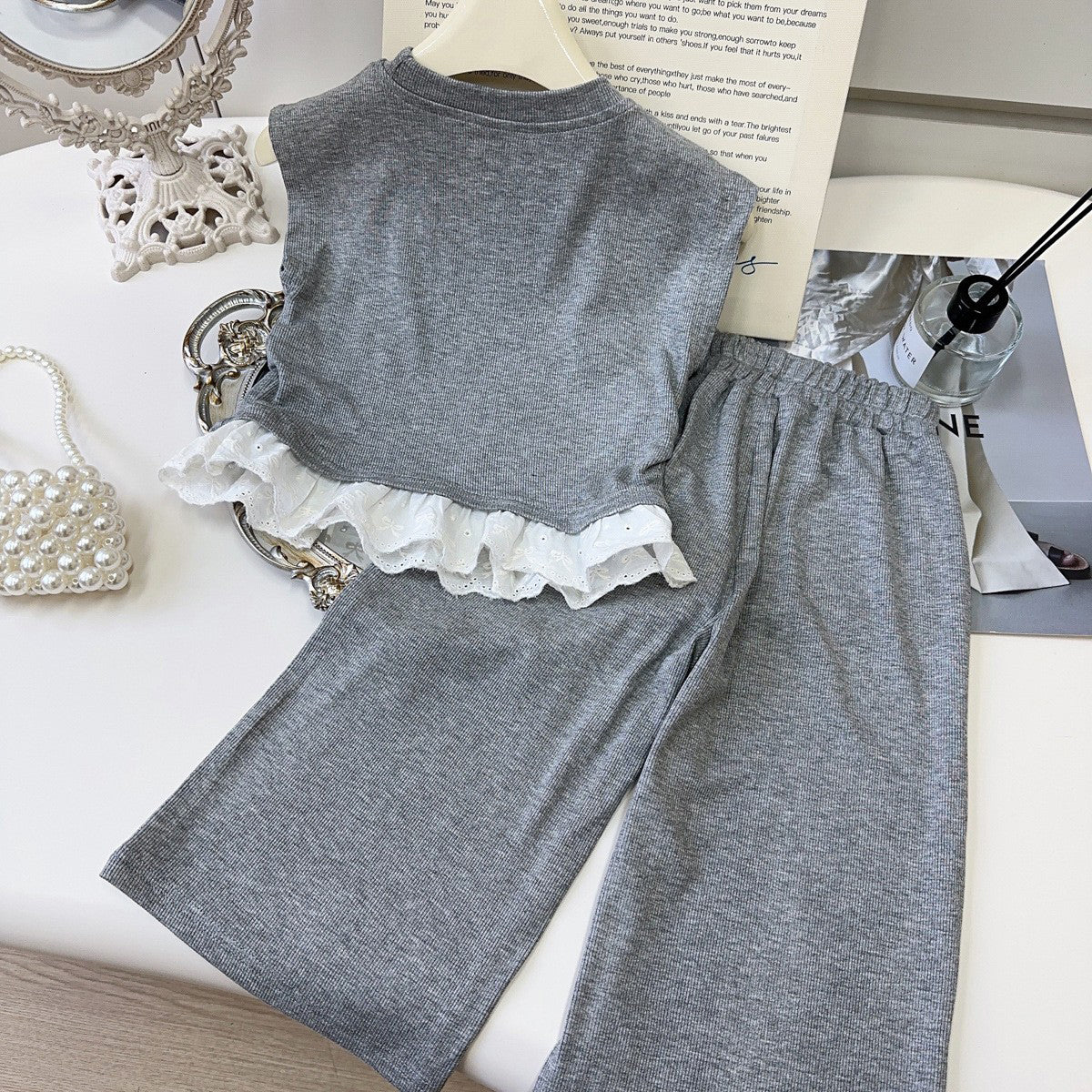 Girls Round Neck Top With Trousers