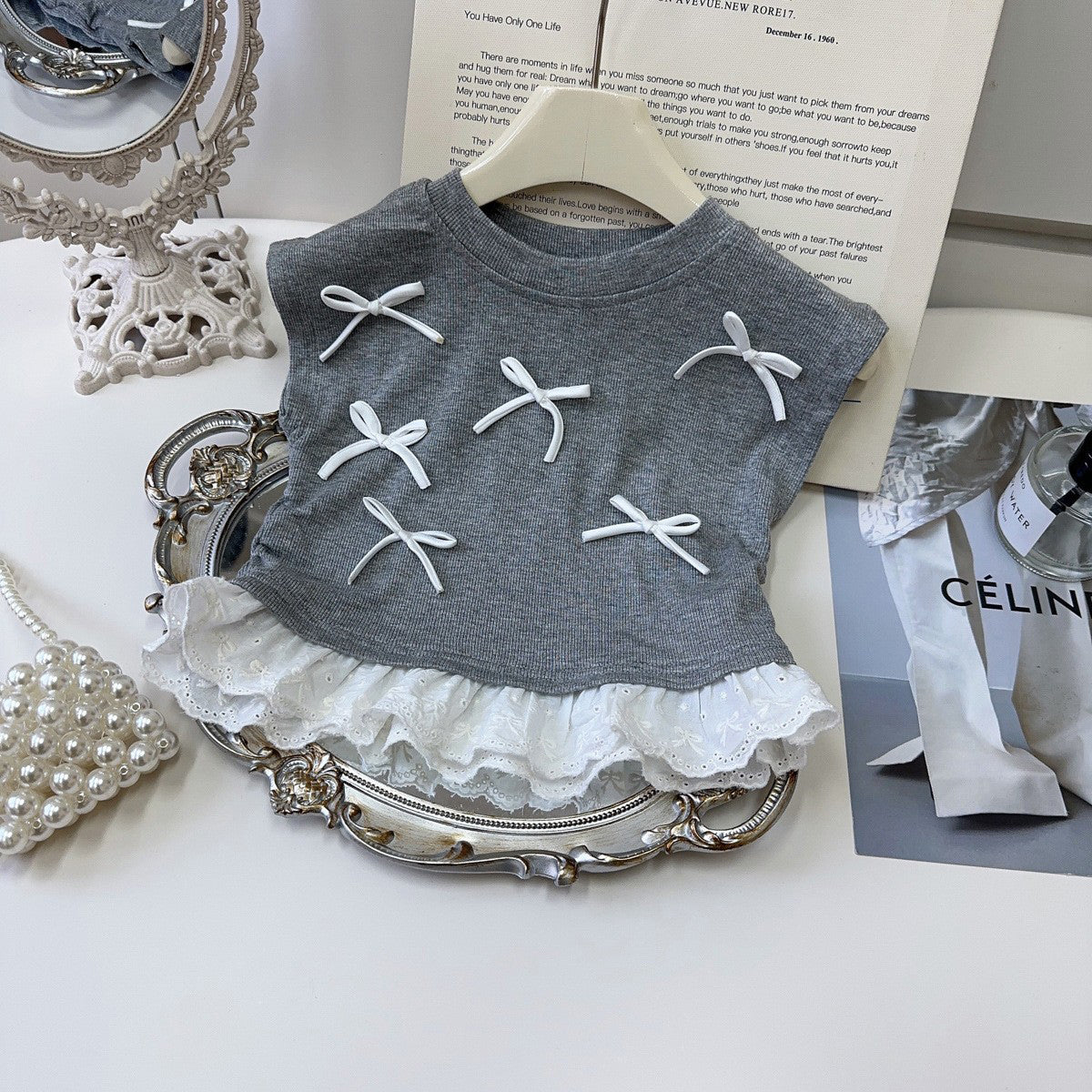 Girls Round Neck Top With Trousers