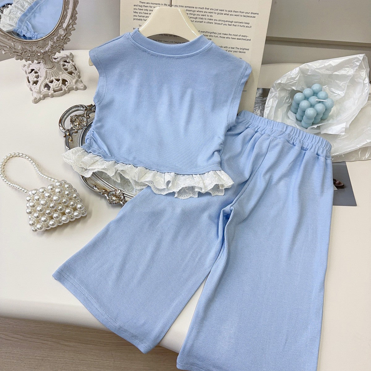 Girls Round Neck Top with Trousers
