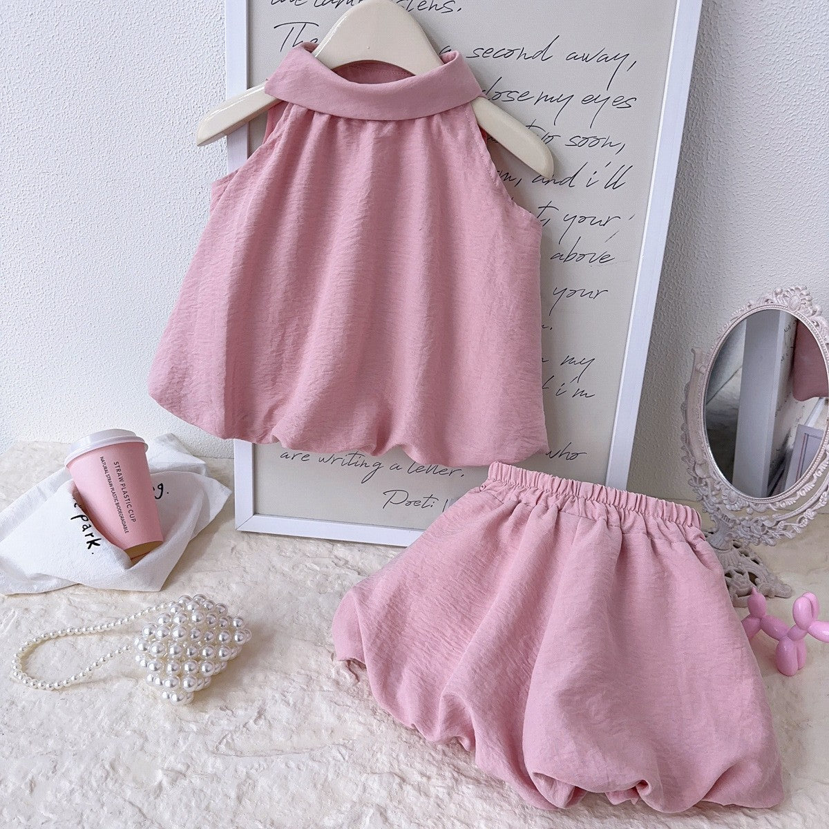 Solid Top and Shorts Set