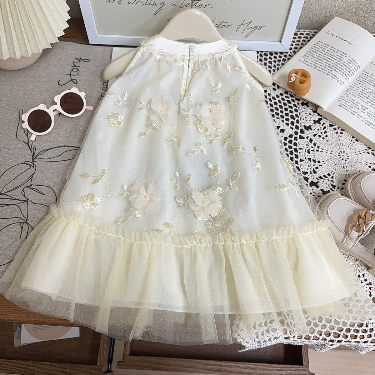 Women Solid Embroidered Lace A-Line Midi Dress
