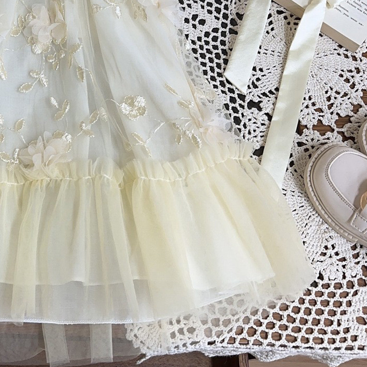 Women Solid Embroidered Lace A-Line Midi Dress