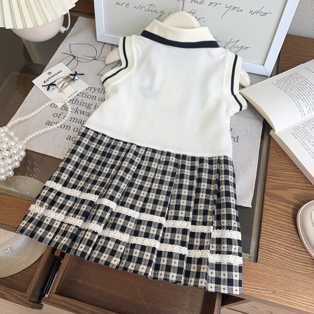 Girls Checked A-Line Midi Dress