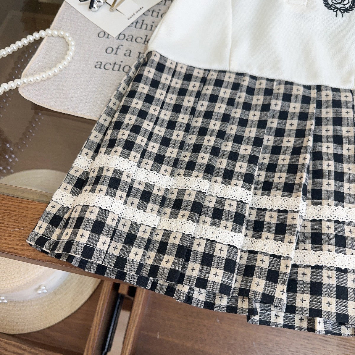 Girls Checked A-Line Midi Dress